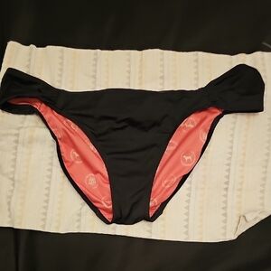 Victoria's Secret Black Bikini Bottom with Silver Text